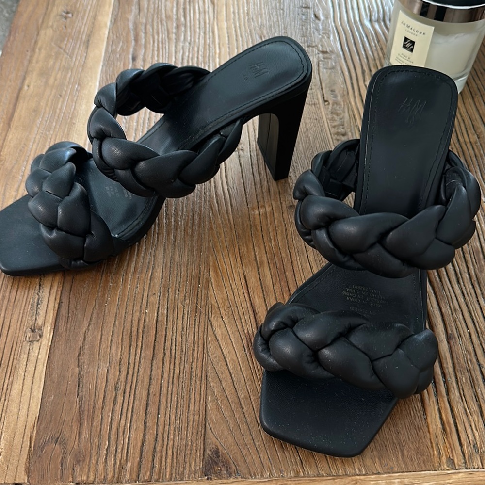 H&M black braided meal heels 40
